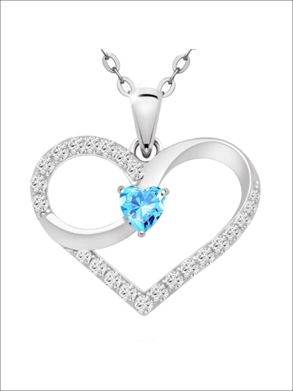 Sterling Silver Infinity Heart Birthstone Pendant Necklace Adjustable 18+2 Inch